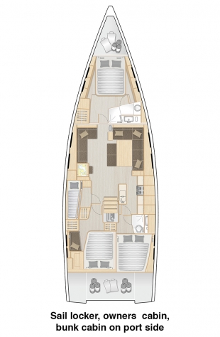 548 - Sail locker, owners cabin and bunk cabin