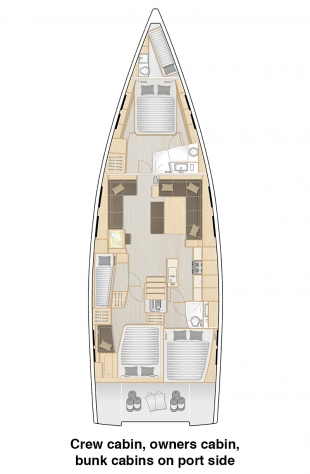 548 - Crew cabin, owners cabin and bunk cabin