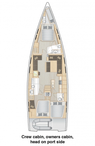 548 - Crew cabin, owners cabin and head with separate shower