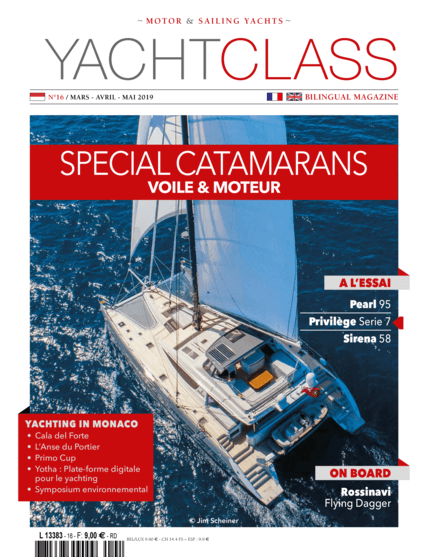 Privilège Serie 7 Test Review YachtClass N°16 Mars - Avril - Mai 2019 | UNE SUITE ARMATEUR POUR DORMIR COMME À LA BELLE ÉTOILE. Avec le Série 7, le chantier vendéen Privilège Marine, désormais dans le groupe Hanse, s’inscrit dans le club fermé des constructeurs de catamarans de luxe pour adeptes de navigations hauturières avec, en fil rouge, la performance. Grâce à l’expertise de l'architecte Marc Lombard, jusqu’au design intérieur signé Franck Darnet, tout paraît juste et bien pensé. | Privilège
