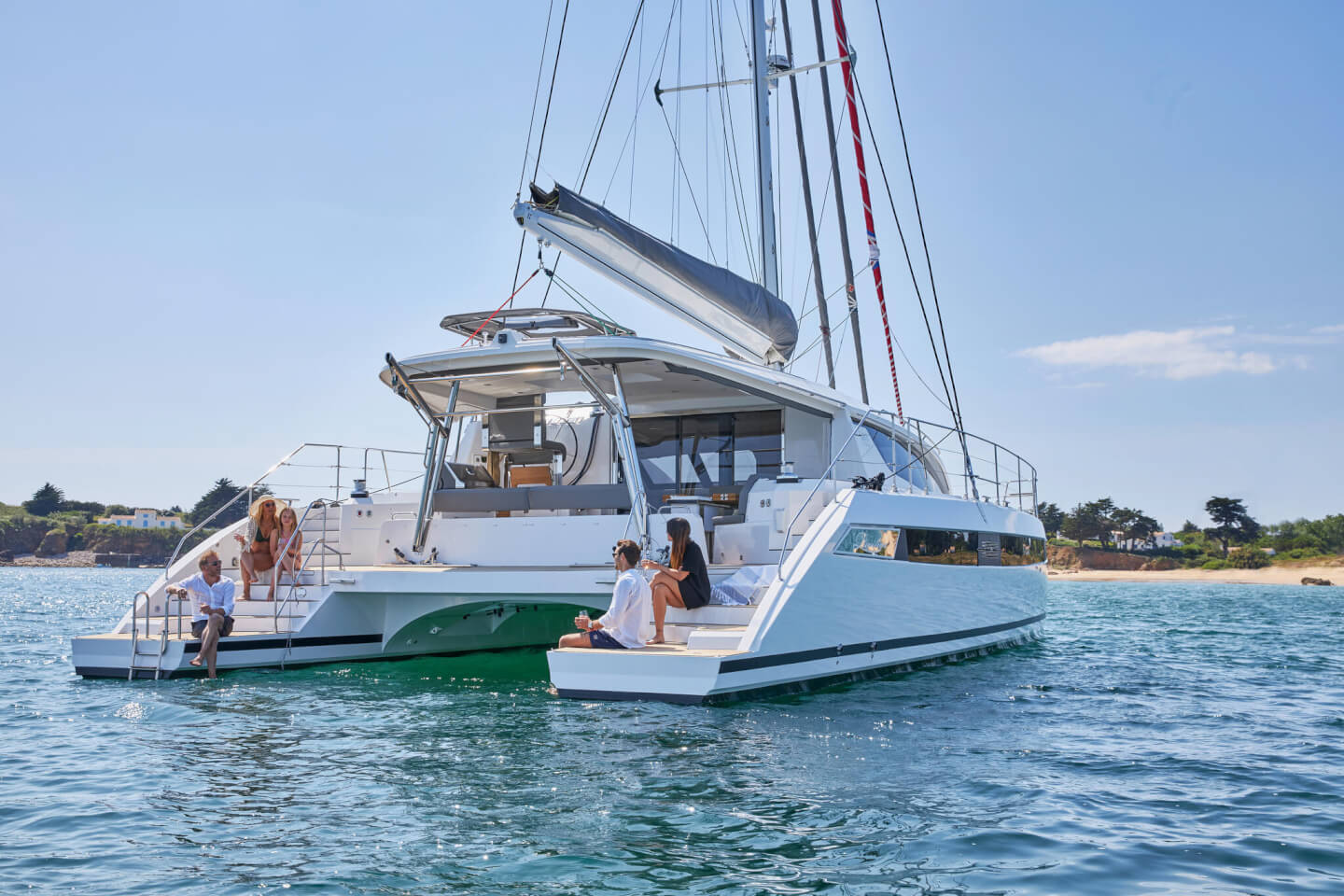 Privilège Signature 510 catamaran at anchor offshore