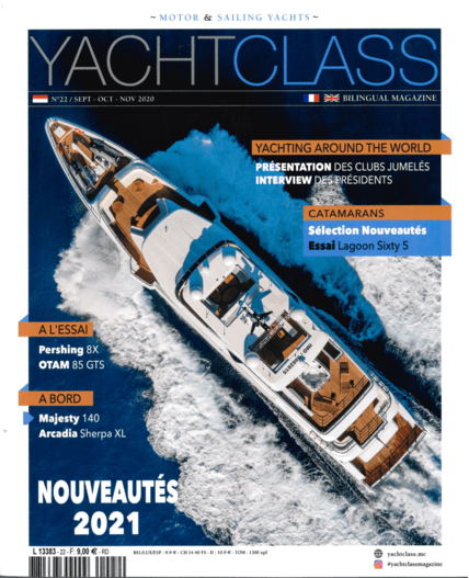 Privilège Signature 580 Review YachtClass N°22 10-11/20 | Le chantier Privilège, desormais intégré au groupe allemand HanseYachts AG, continue le renouvellement de ses catamarans de croisière avec le lancement du Signature 580, sur les traces du Signature 510. | Privilège